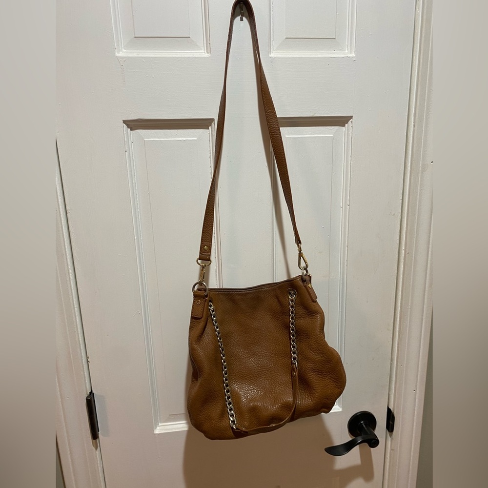 MICHAEL KORS Brown Pebbled Leather Messenger Tote bag
